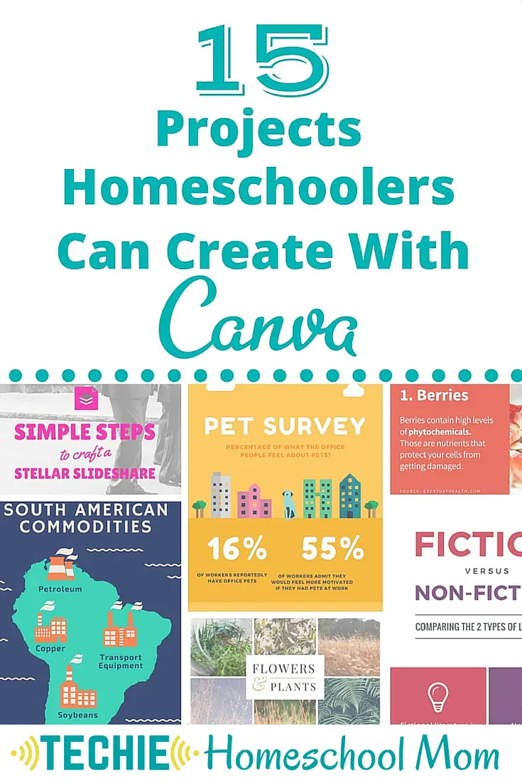 Visual design projects are a great way for homeschoolers to share what they learn. Do you need to add more projects into your homeschool lesson plans? Be inspired with these 15 awesome projects homschoolers can create with Canva.