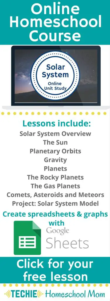 Learn about the Solar System with Online Unit Studies. This homeschool curriculum integrates multiple subjects for multiple ages of students. Access websites and videos and complete digital projects. With Online Unit Studies’ easy-to-use E-course format, no additional books and print resources are needed. Just gather supplies for hands-on projects and register for online tools.