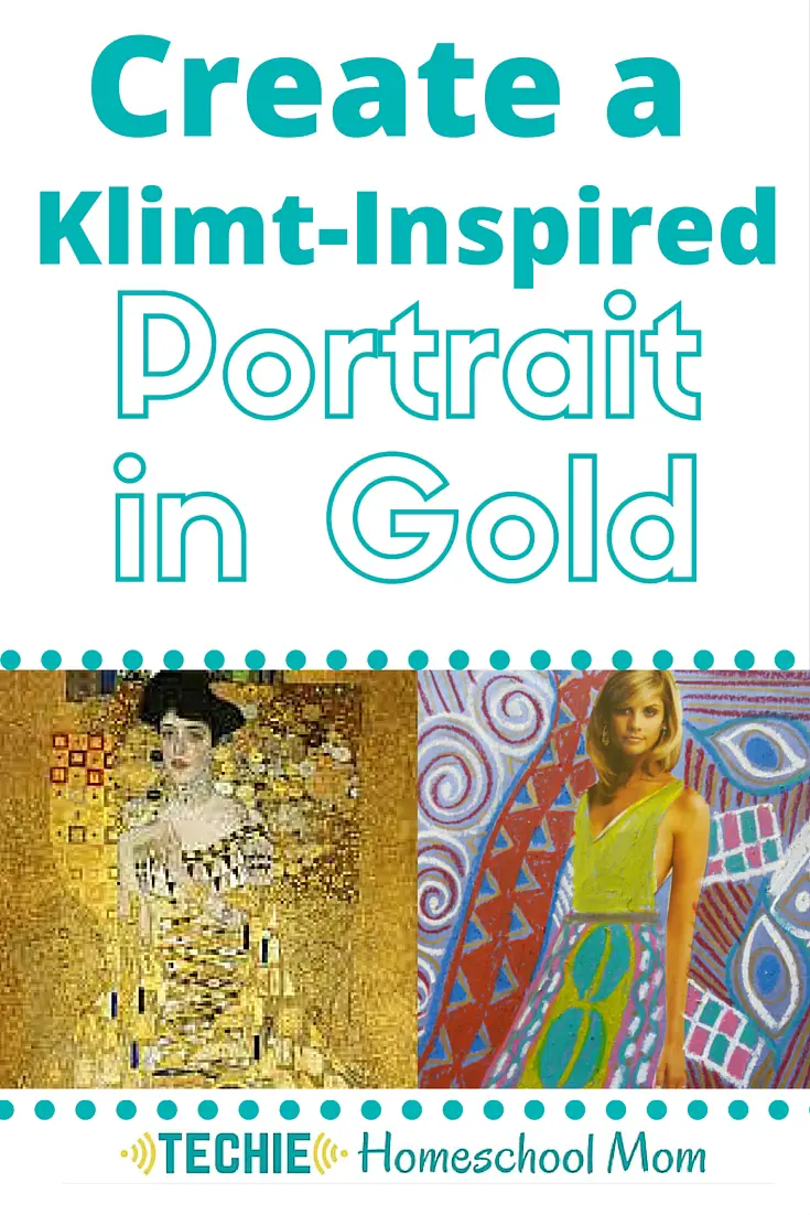 Learn more about Art Nouveau painter Gustav Klimt's "Portrait of Adele Boch Bauer" with this homeschool art lesson. Includes discussion questions for the movie "Woman in Gold" and a Klimt-inspired art project.