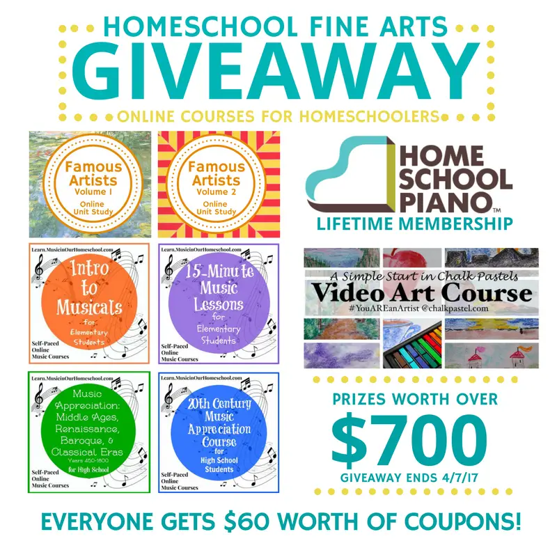 Homeschool Fine Arts Giveaway with 8 Online Courses - Techie Homeschool Mom
