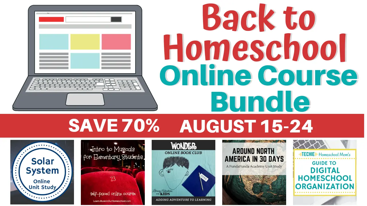 Get the Back to Homeschool Online Course Bundle only available from Aug. 15-24. Great for elementary through middle school.