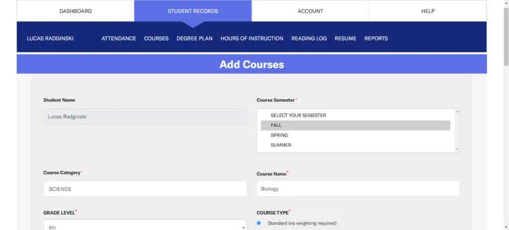 homeschool course descriptions